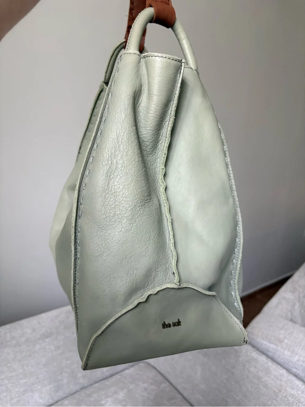 The Sak Los Feliz Meadow Green Large Leather Hobo Bag with Wristlet